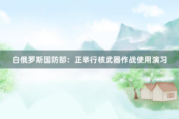 白俄罗斯国防部：正举行核武器作战使用演习