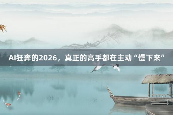 AI狂奔的2026，真正的高手都在主动“慢下来”