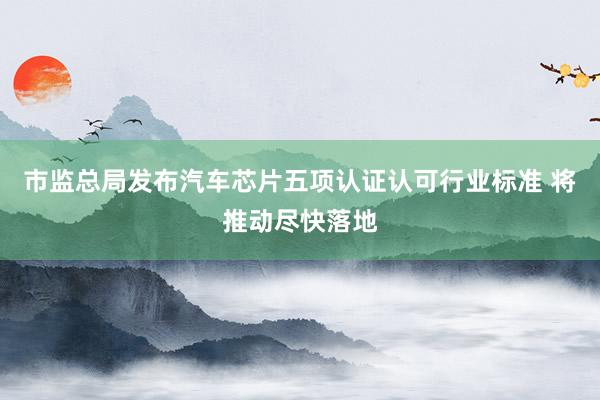 市监总局发布汽车芯片五项认证认可行业标准 将推动尽快落地