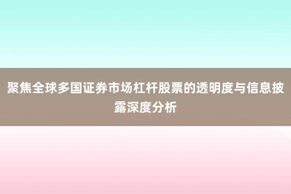 聚焦全球多国证券市场杠杆股票的透明度与信息披露深度分析