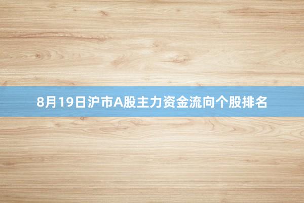 8月19日沪市A股主力资金流向个股排名