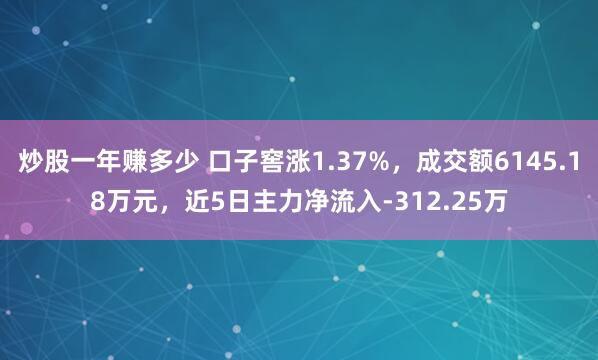 炒股一年赚多少 口子窖涨1.37%，成交额6145.18万元，近5日主力净流入-312.25万