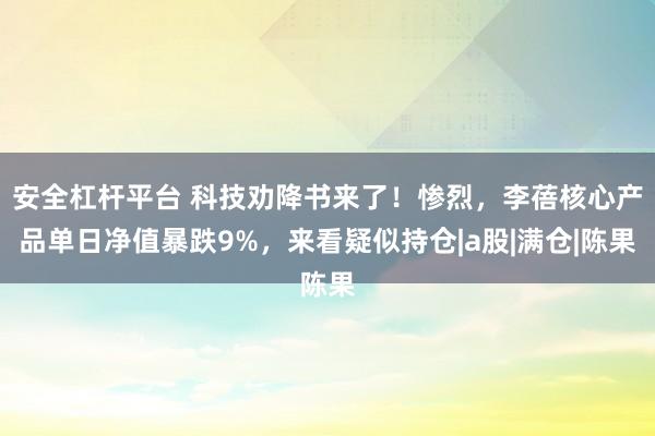 安全杠杆平台 科技劝降书来了！惨烈，李蓓核心产品单日净值暴跌9%，来看疑似持仓|a股|满仓|陈果