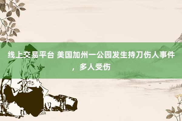 线上交易平台 美国加州一公园发生持刀伤人事件，多人受伤