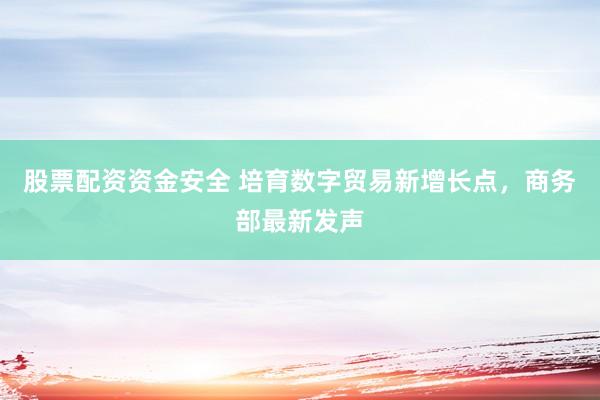 股票配资资金安全 培育数字贸易新增长点，商务部最新发声