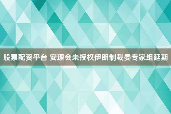股票配资平台 安理会未授权伊朗制裁委专家组延期